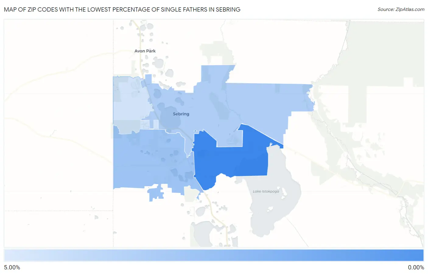 Zip Codes with the Lowest Percentage of Single Fathers in Sebring Map