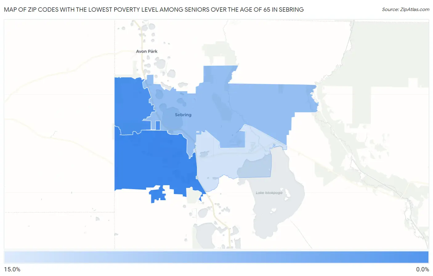 Zip Codes with the Lowest Poverty Level Among Seniors Over the Age of 65 in Sebring Map