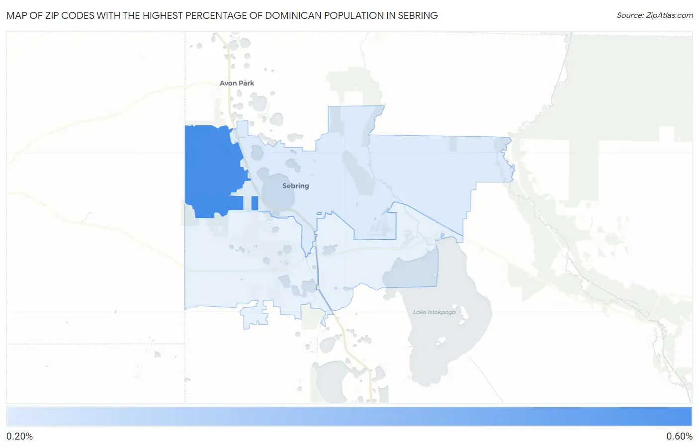 Zip Codes with the Highest Percentage of Dominican Population in Sebring Map