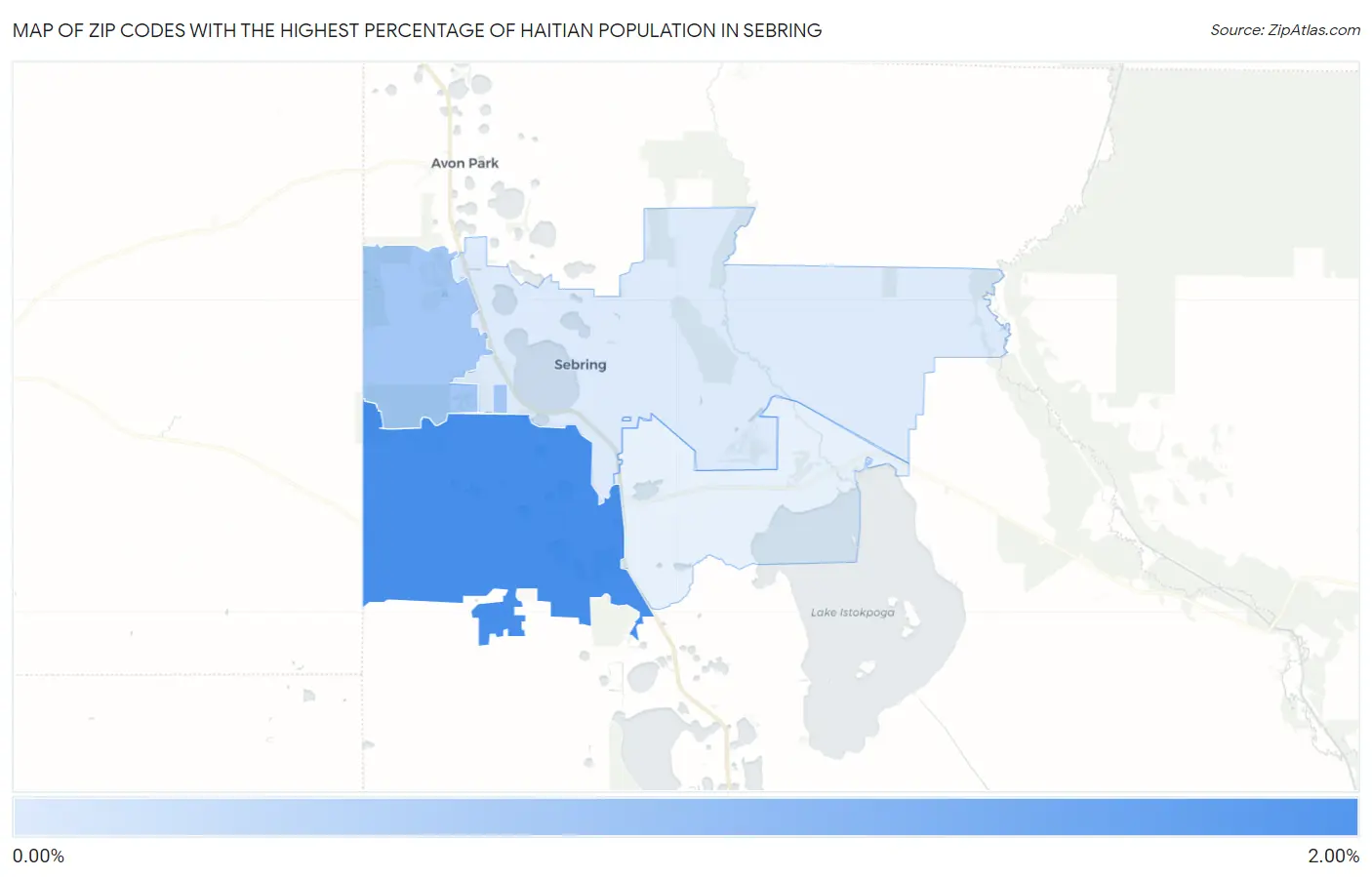 Zip Codes with the Highest Percentage of Haitian Population in Sebring Map