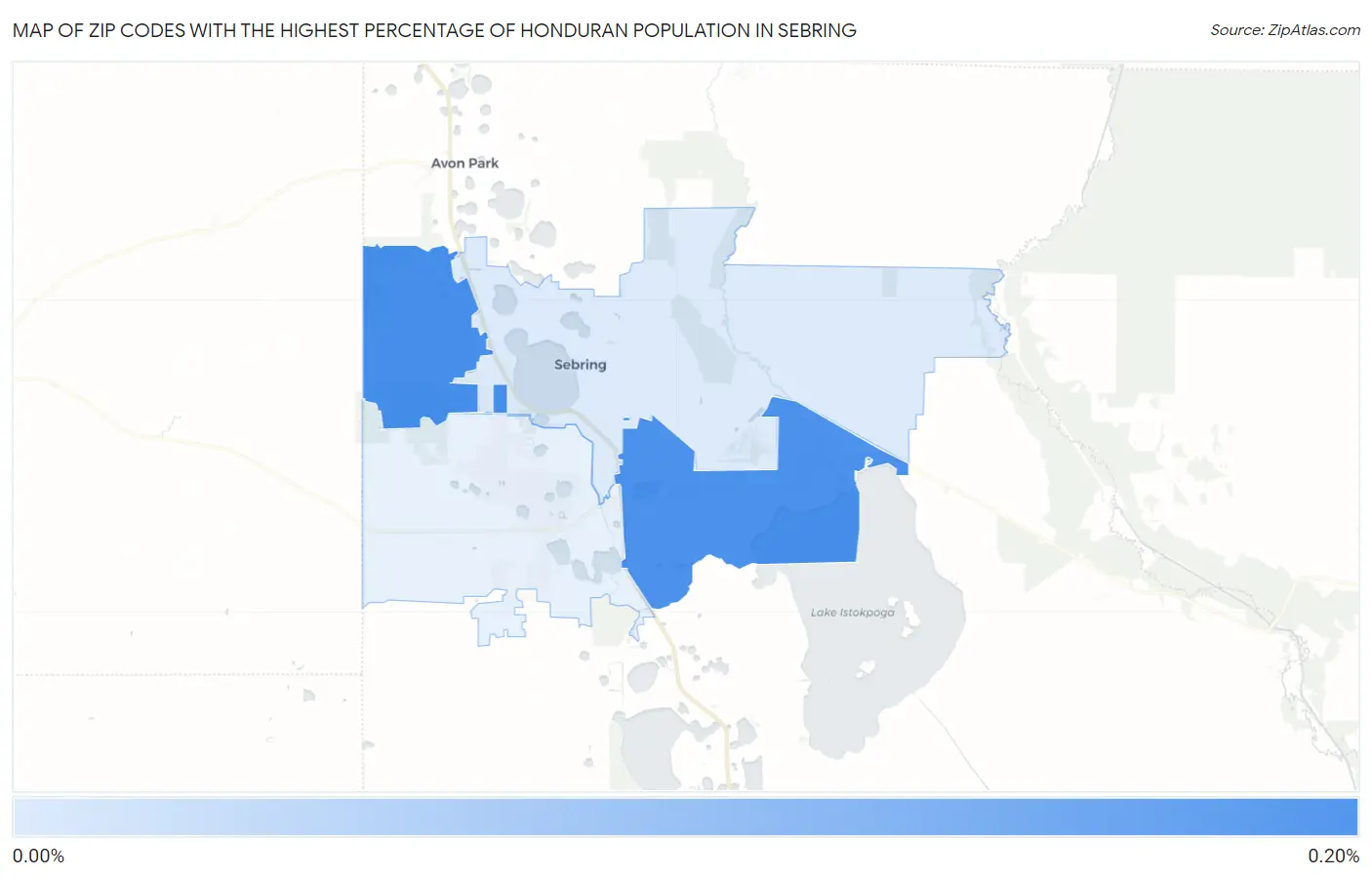 Zip Codes with the Highest Percentage of Honduran Population in Sebring Map