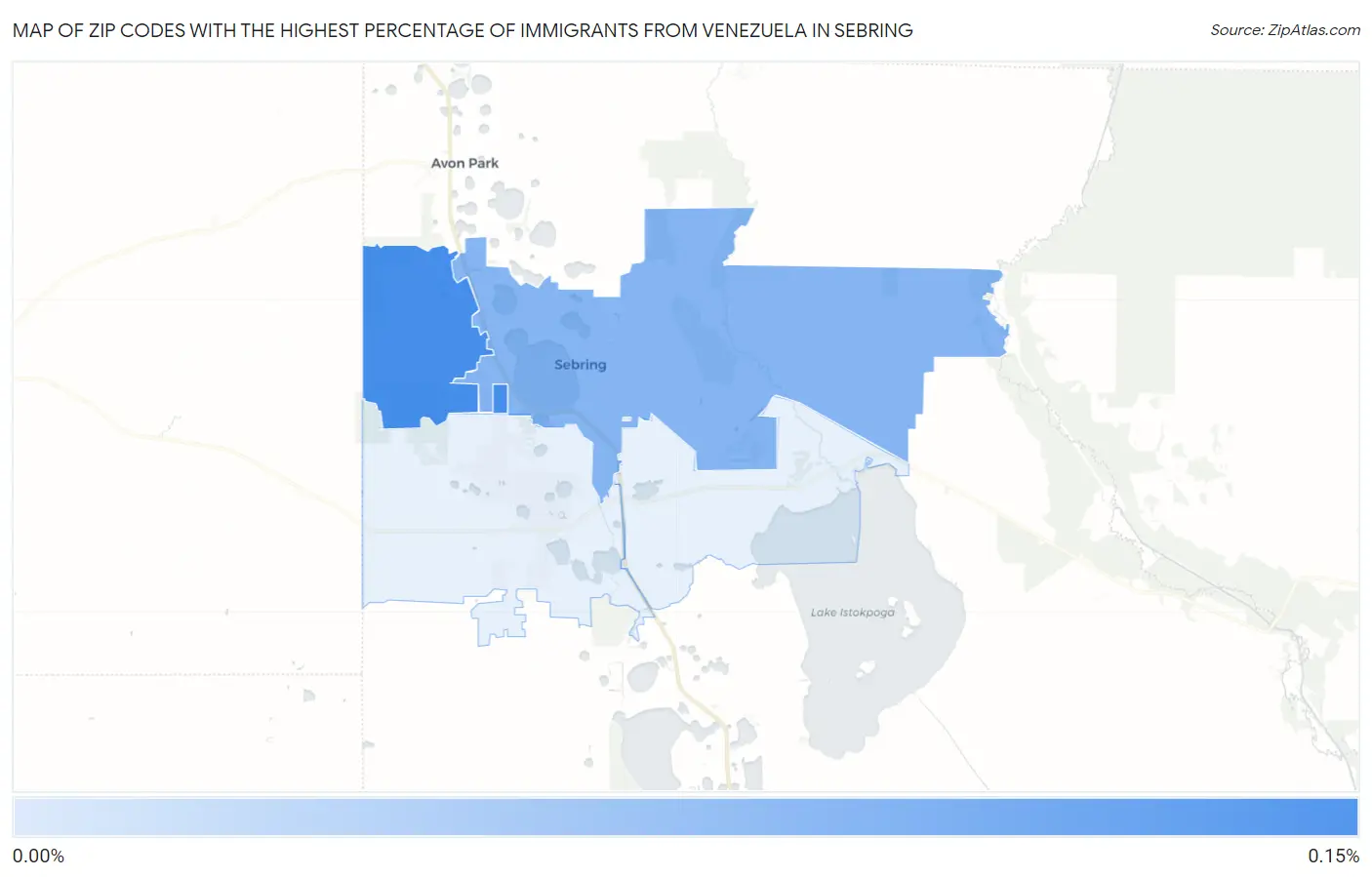 Zip Codes with the Highest Percentage of Immigrants from Venezuela in Sebring Map