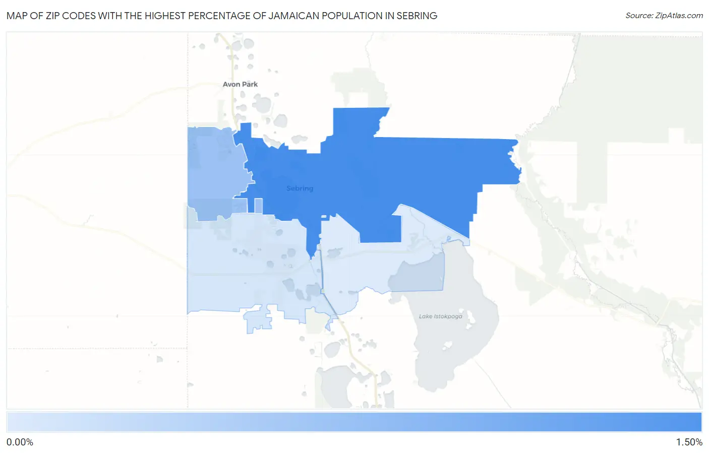 Zip Codes with the Highest Percentage of Jamaican Population in Sebring Map