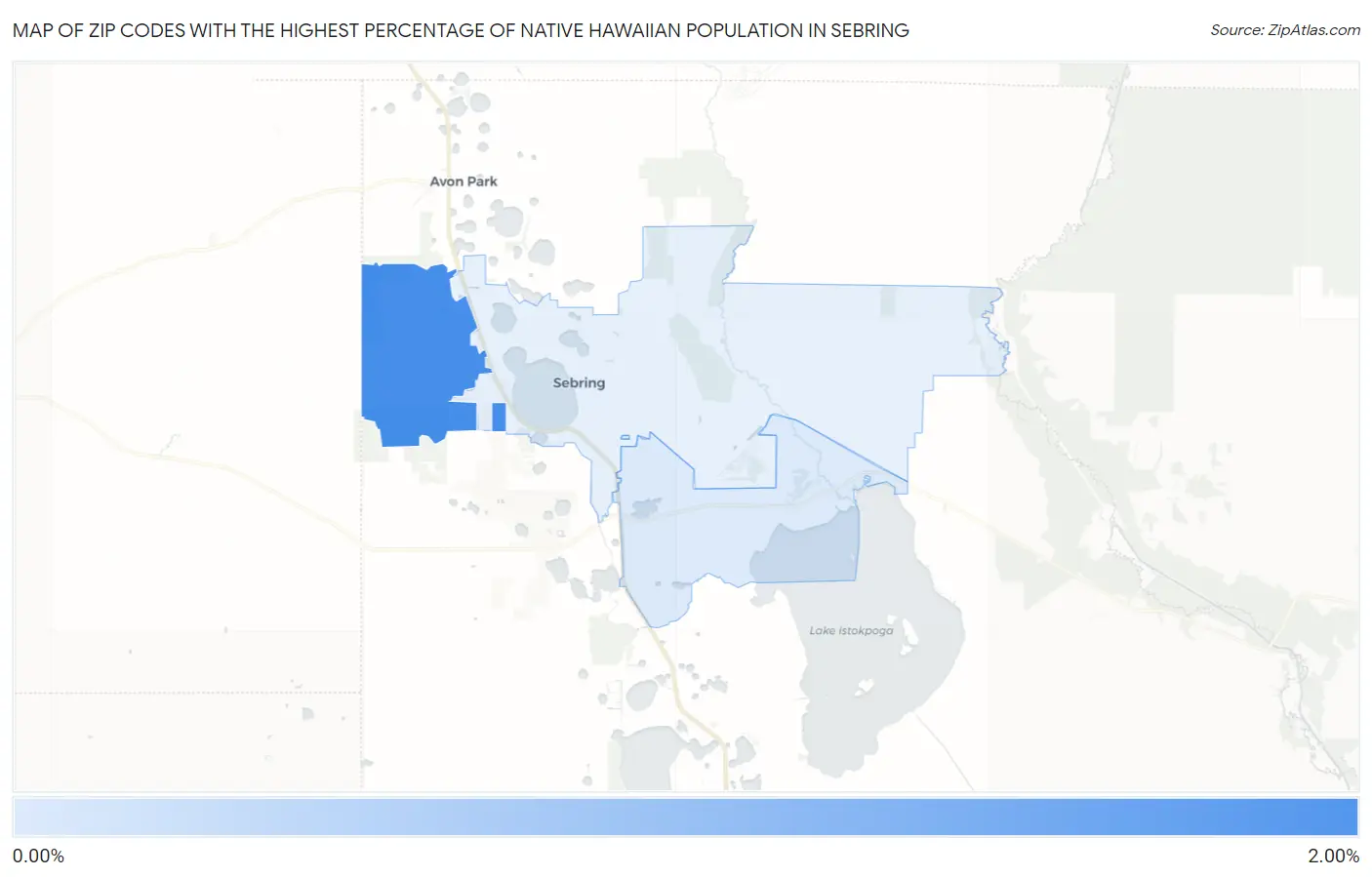 Zip Codes with the Highest Percentage of Native Hawaiian Population in Sebring Map