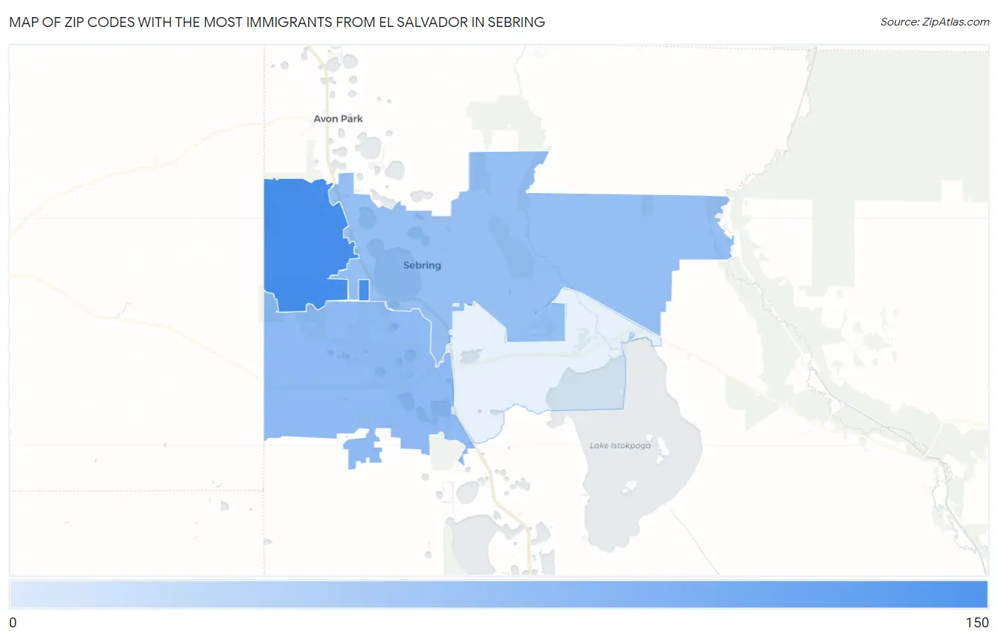 Zip Codes with the Most Immigrants from El Salvador in Sebring Map