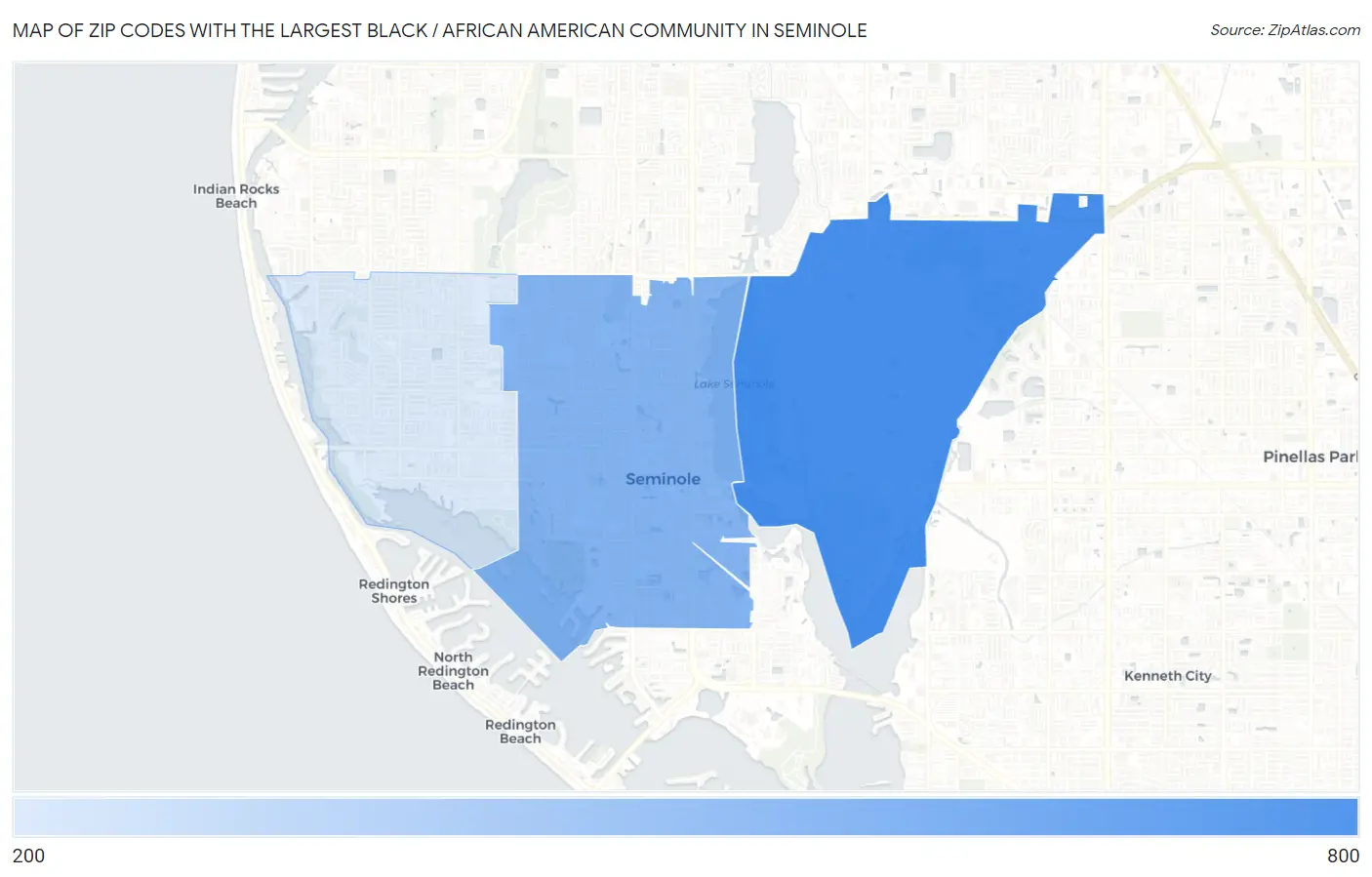 Zip Codes with the Largest Black / African American Community in Seminole Map