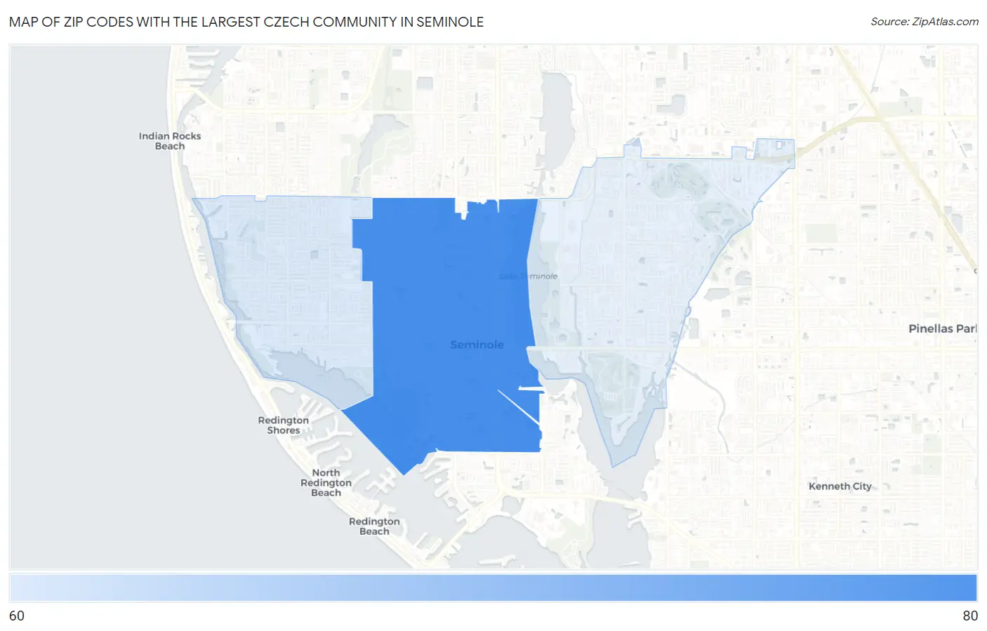 Zip Codes with the Largest Czech Community in Seminole Map