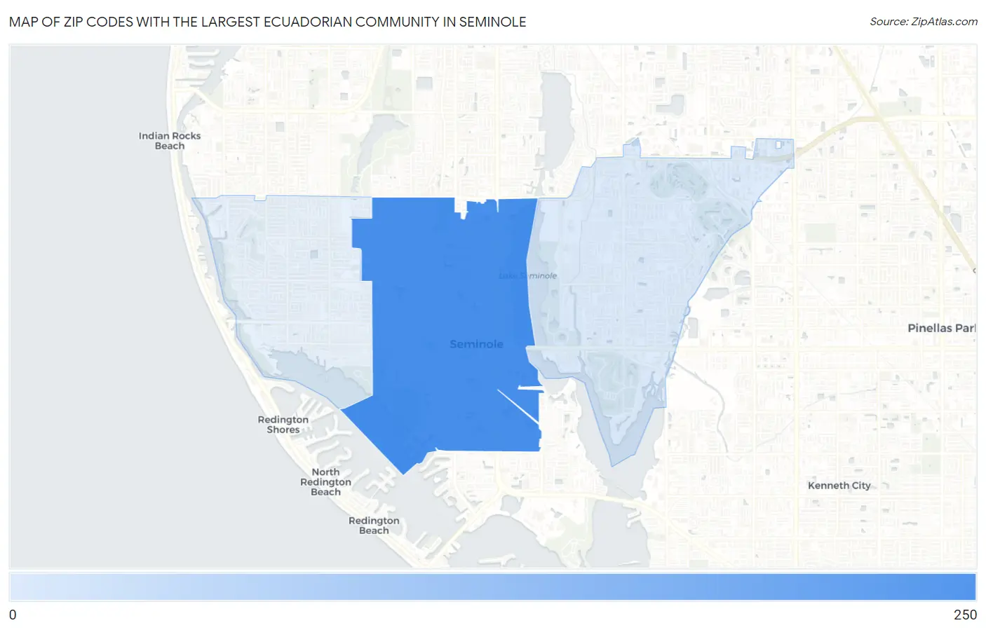 Zip Codes with the Largest Ecuadorian Community in Seminole Map
