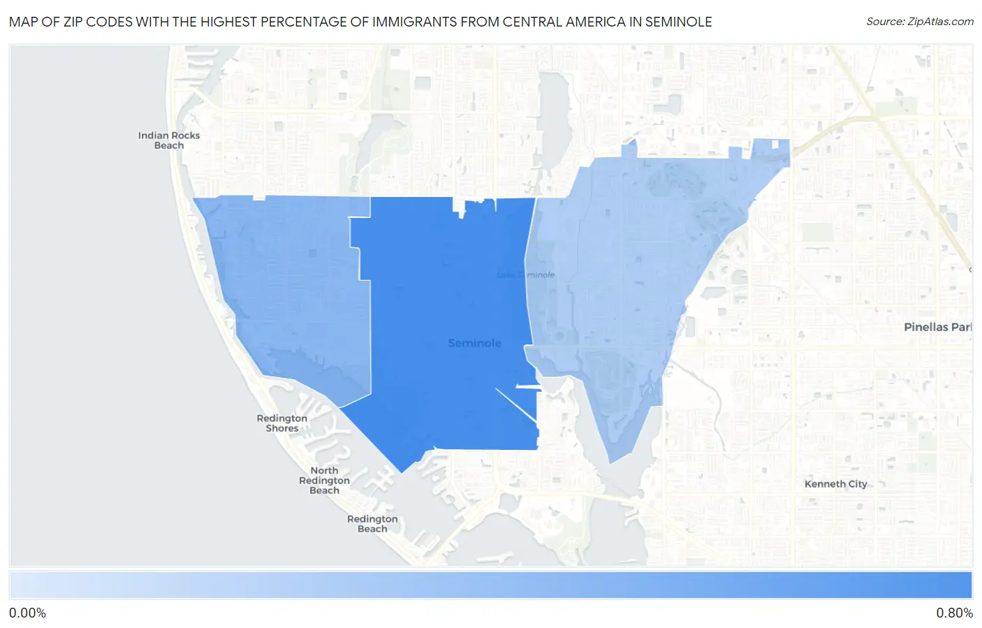 Zip Codes with the Highest Percentage of Immigrants from Central America in Seminole Map