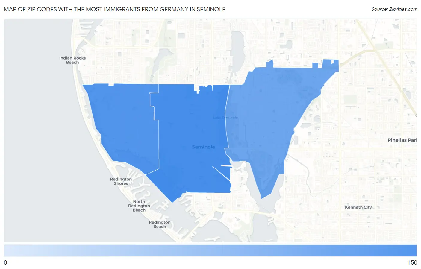 Zip Codes with the Most Immigrants from Germany in Seminole Map