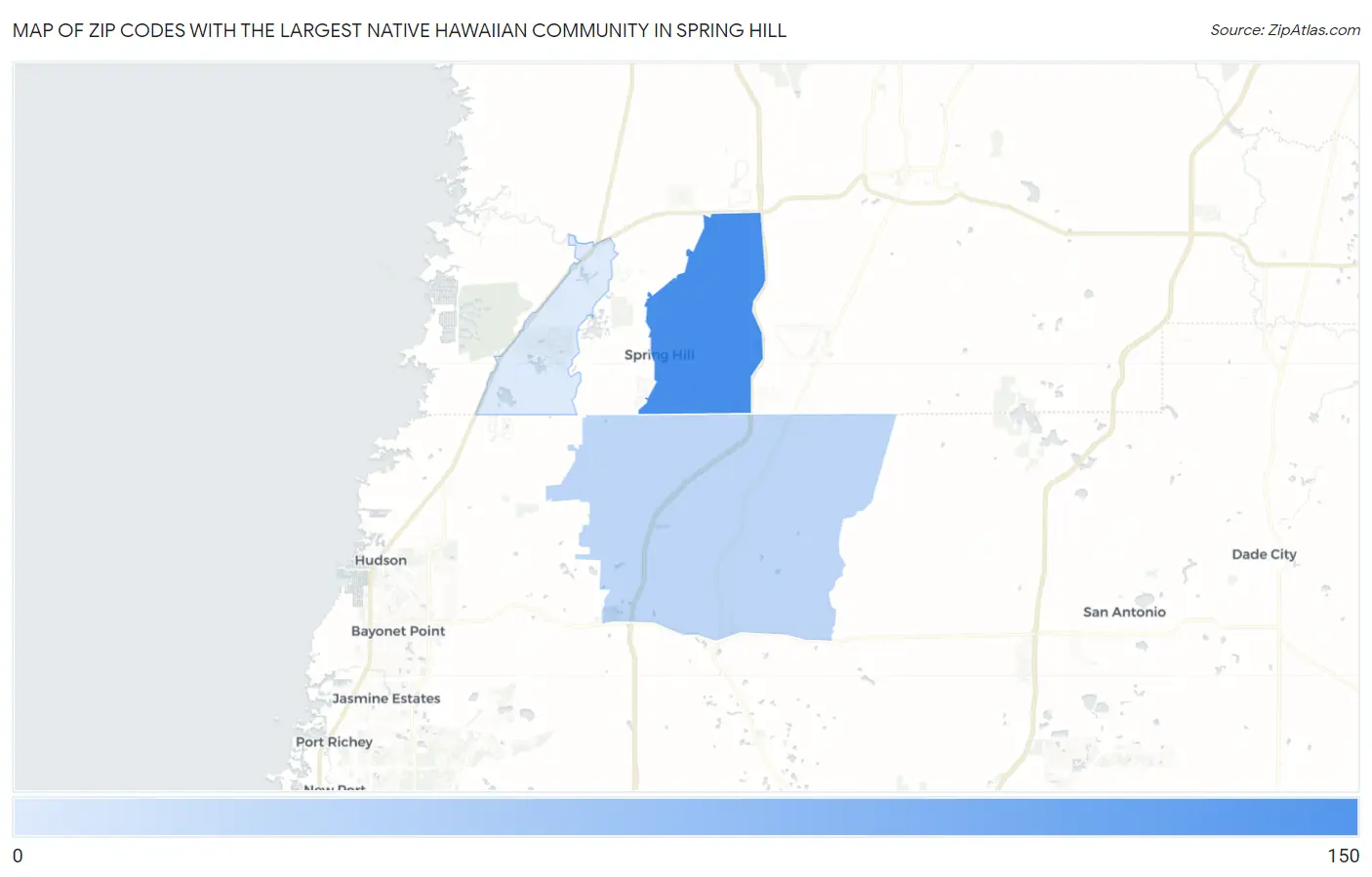 Zip Codes with the Largest Native Hawaiian Community in Spring Hill Map