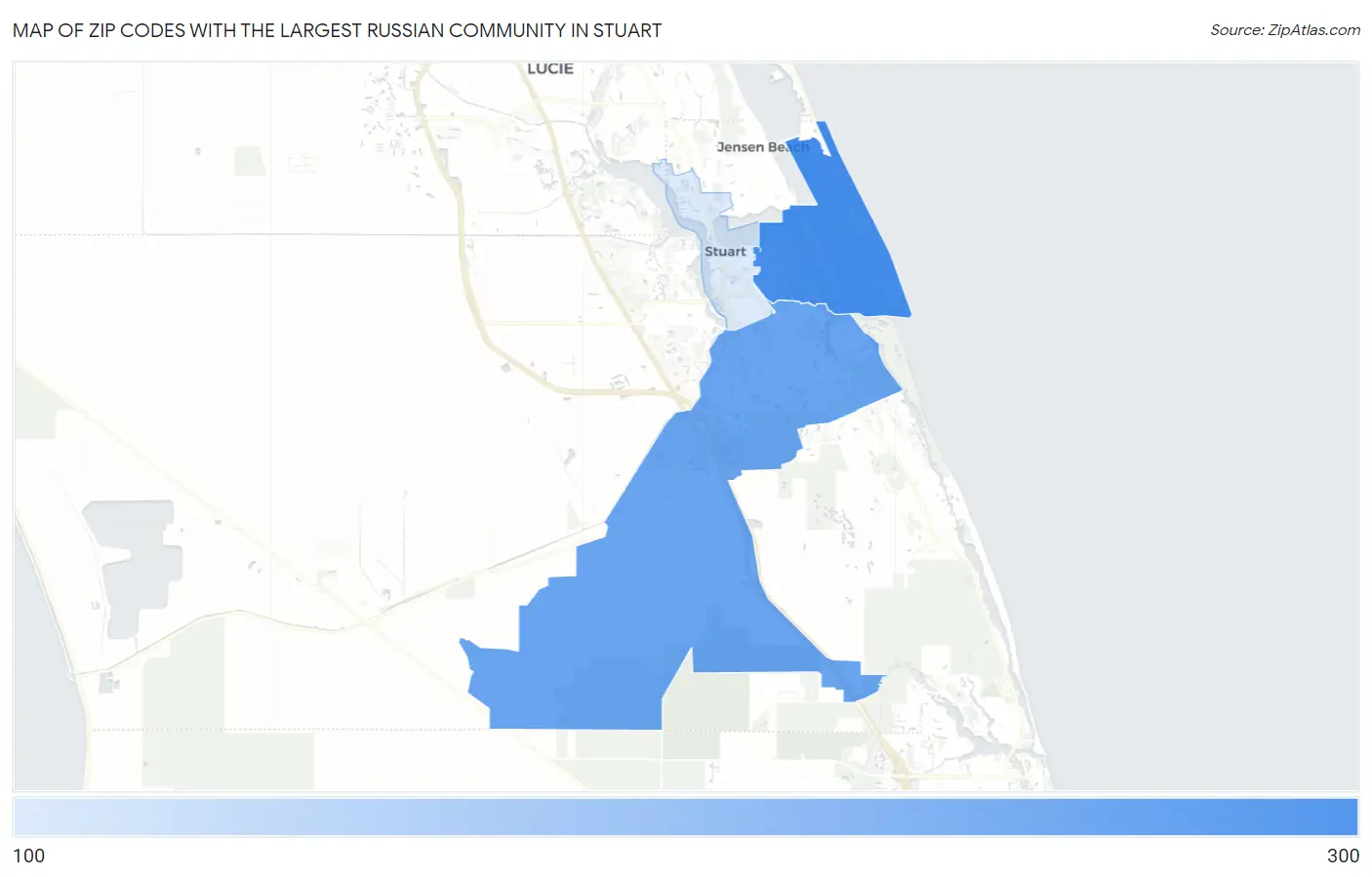 Zip Codes with the Largest Russian Community in Stuart Map