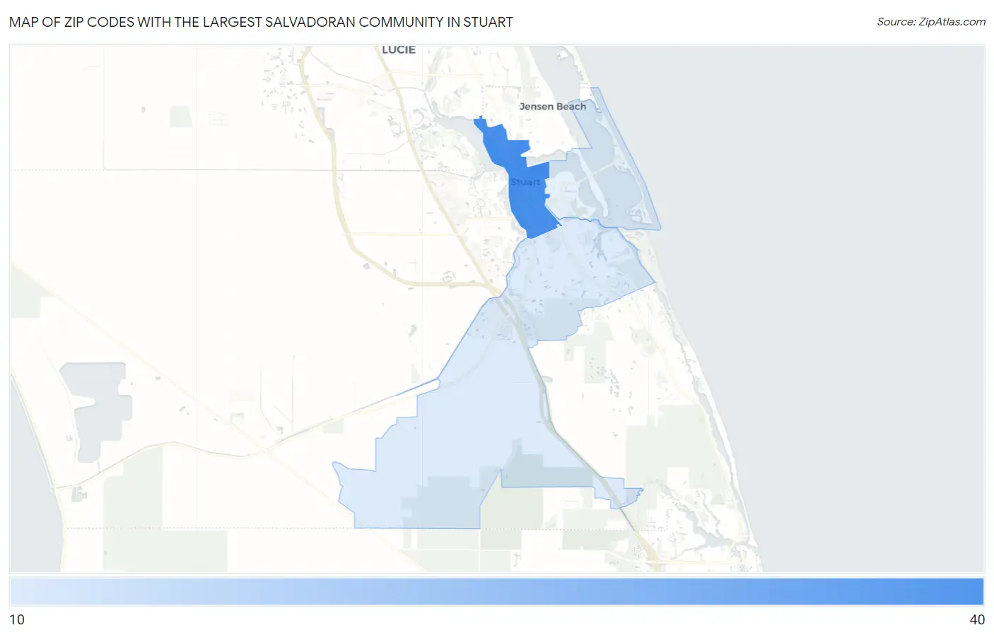 Zip Codes with the Largest Salvadoran Community in Stuart Map