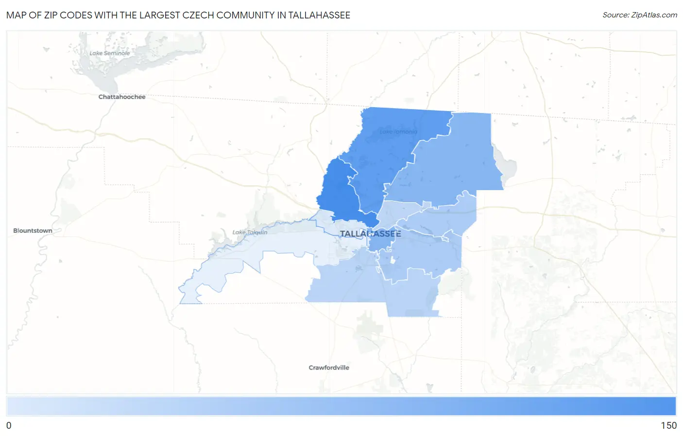 Zip Codes with the Largest Czech Community in Tallahassee Map