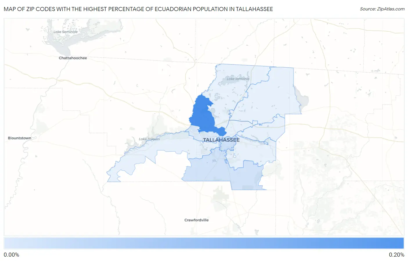 Zip Codes with the Highest Percentage of Ecuadorian Population in Tallahassee Map