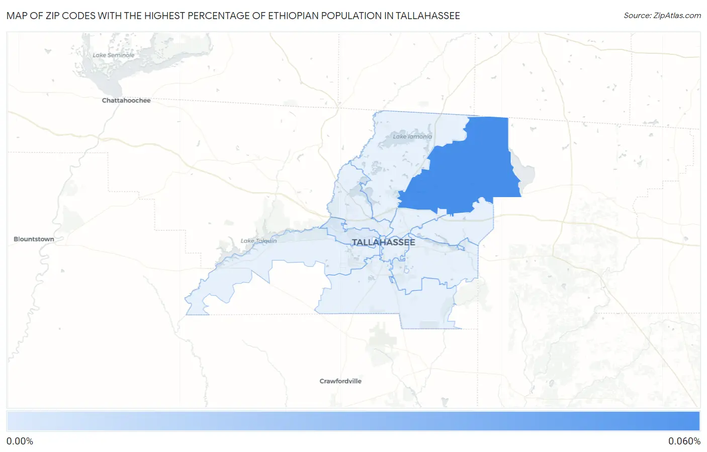 Zip Codes with the Highest Percentage of Ethiopian Population in Tallahassee Map
