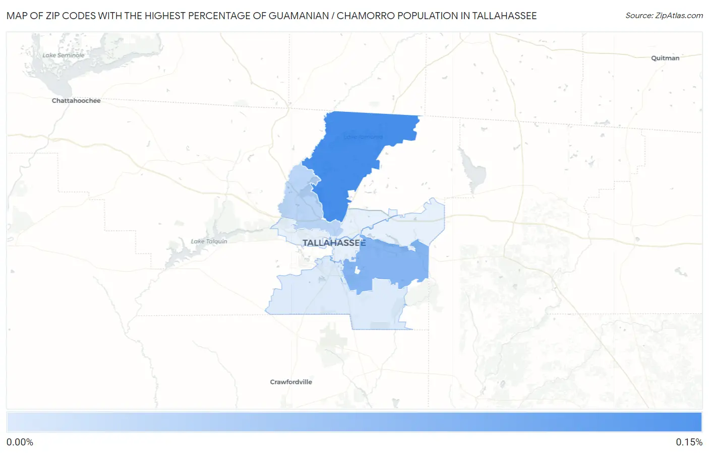 Zip Codes with the Highest Percentage of Guamanian / Chamorro Population in Tallahassee Map