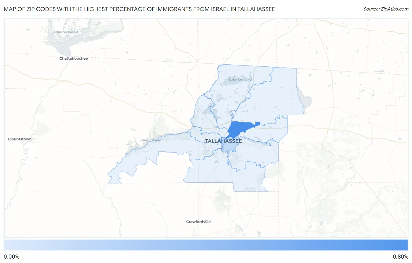 Zip Codes with the Highest Percentage of Immigrants from Israel in Tallahassee Map