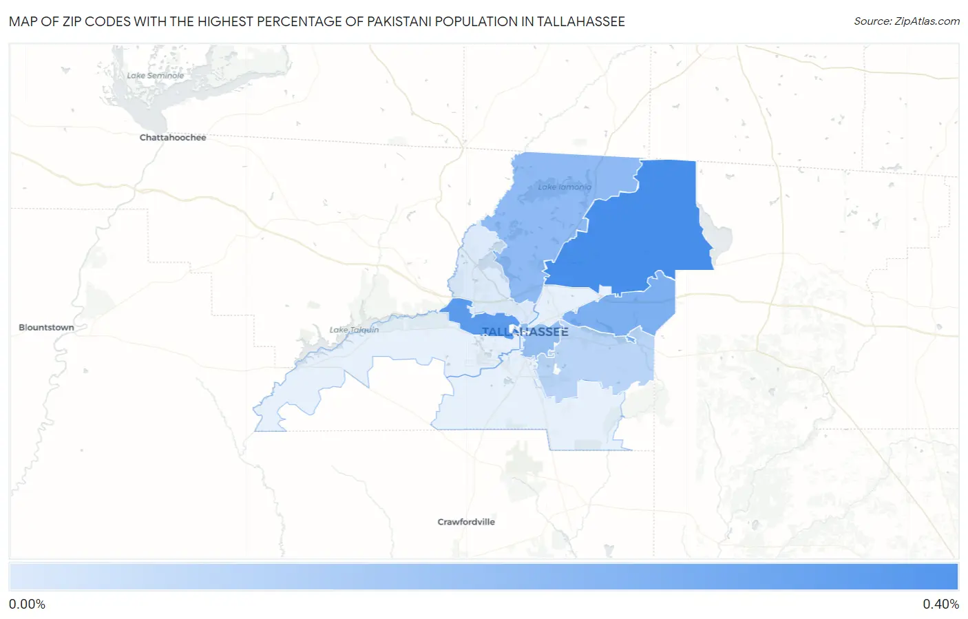Zip Codes with the Highest Percentage of Pakistani Population in Tallahassee Map