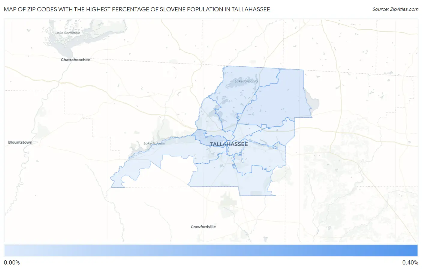 Zip Codes with the Highest Percentage of Slovene Population in Tallahassee Map