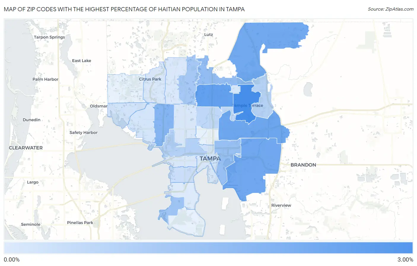 Zip Codes with the Highest Percentage of Haitian Population in Tampa Map