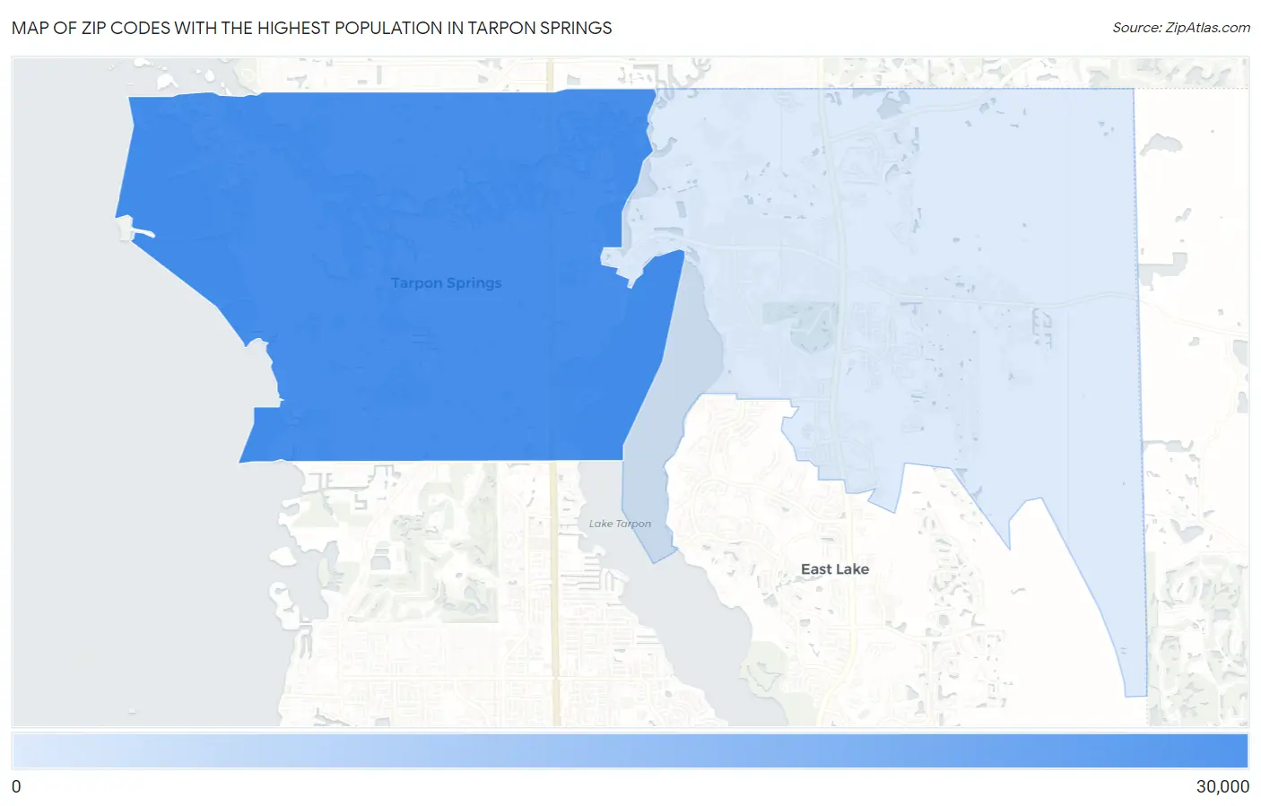 Zip Codes with the Highest Population in Tarpon Springs Map