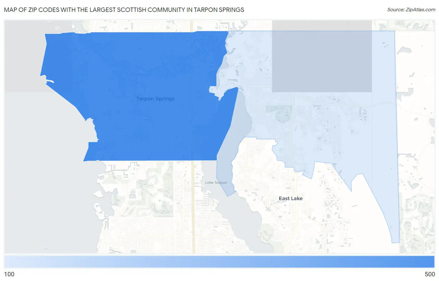 Zip Codes with the Largest Scottish Community in Tarpon Springs Map