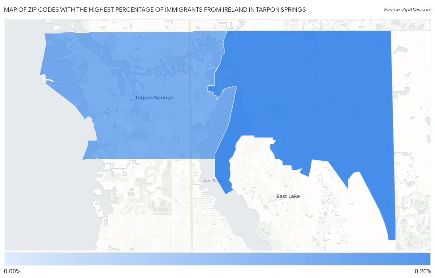 Zip Codes with the Highest Percentage of Immigrants from Ireland in Tarpon Springs Map