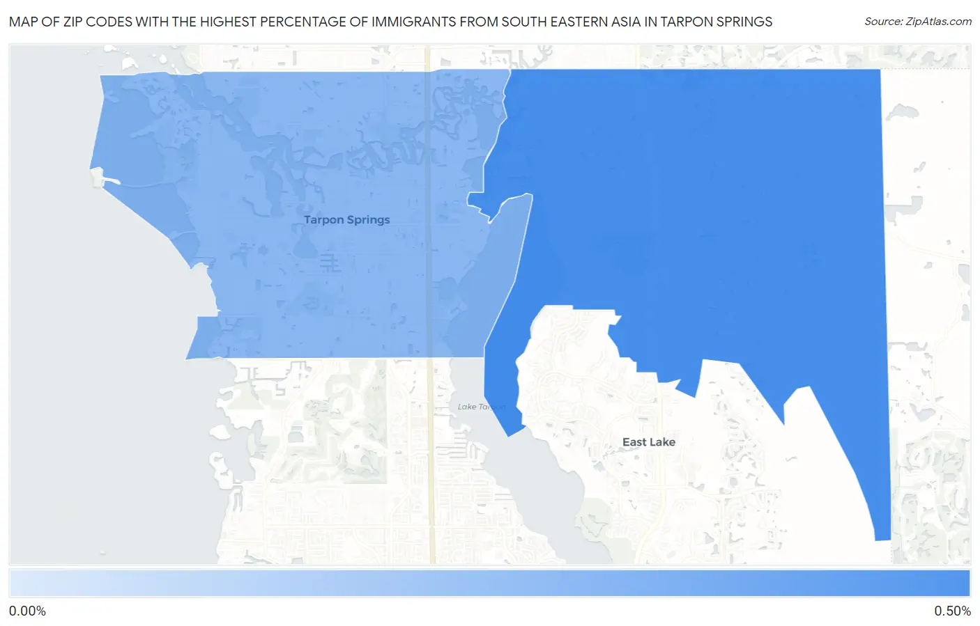 Zip Codes with the Highest Percentage of Immigrants from South Eastern Asia in Tarpon Springs Map