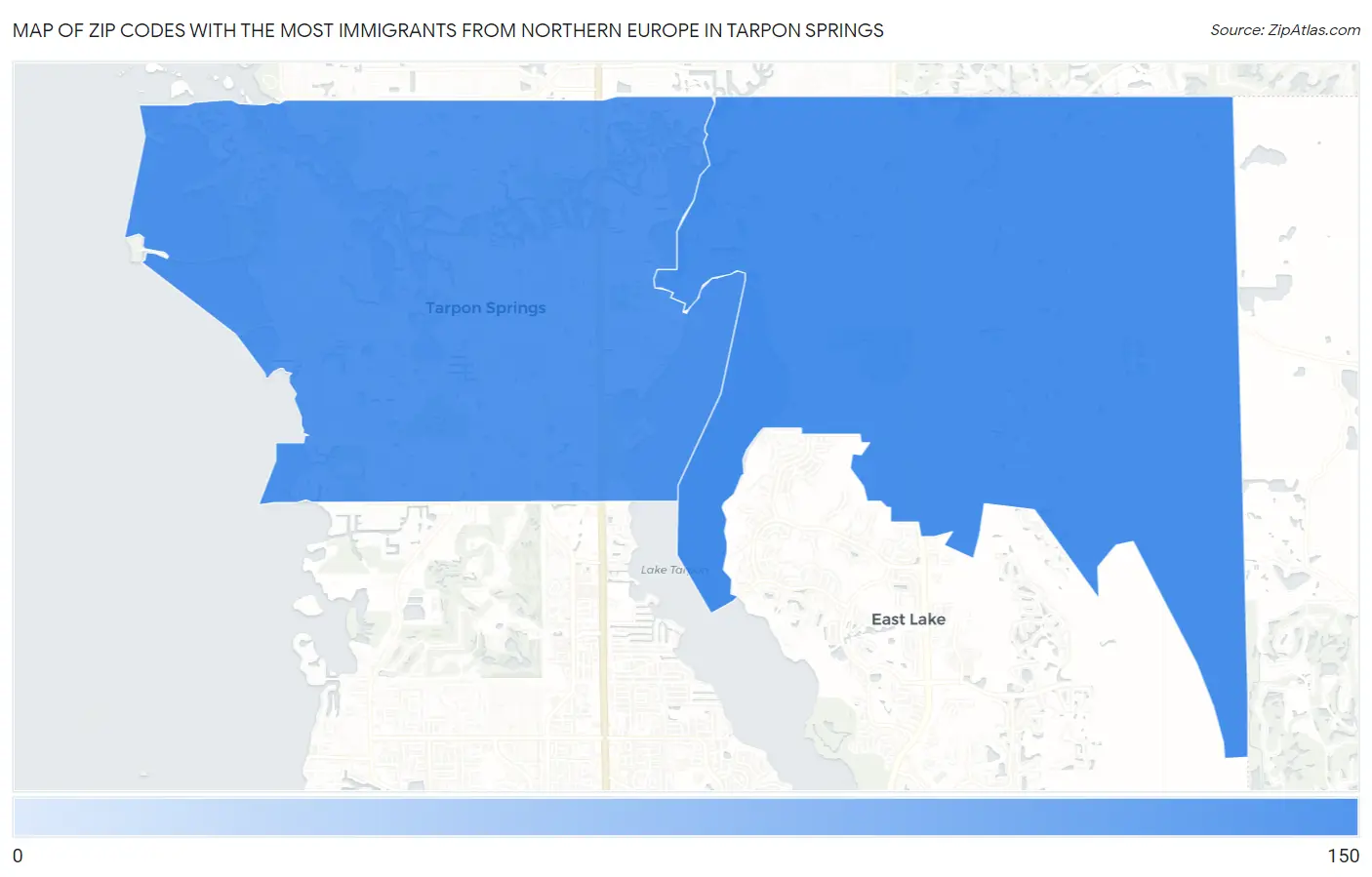 Zip Codes with the Most Immigrants from Northern Europe in Tarpon Springs Map