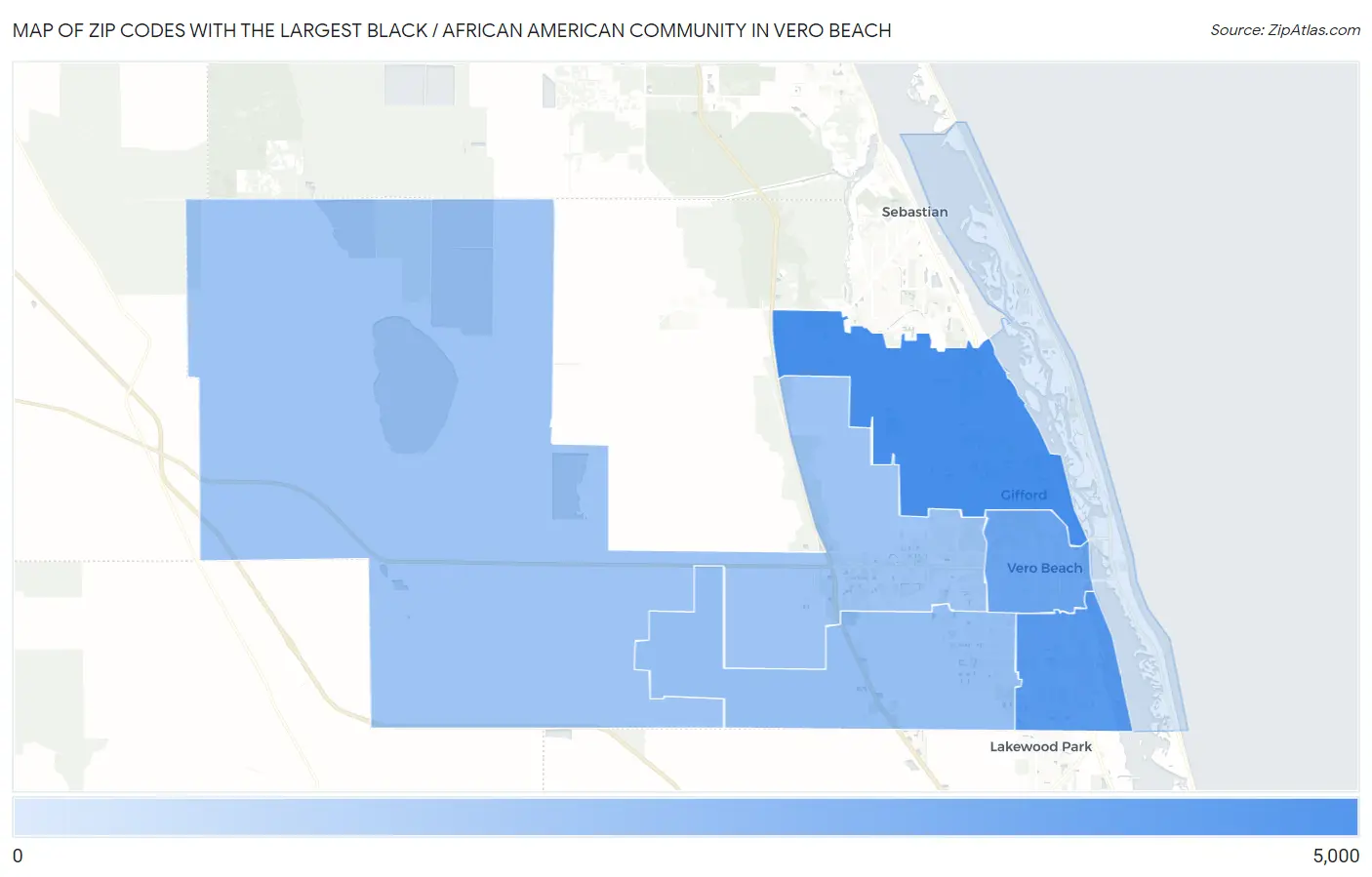 Zip Codes with the Largest Black / African American Community in Vero Beach Map