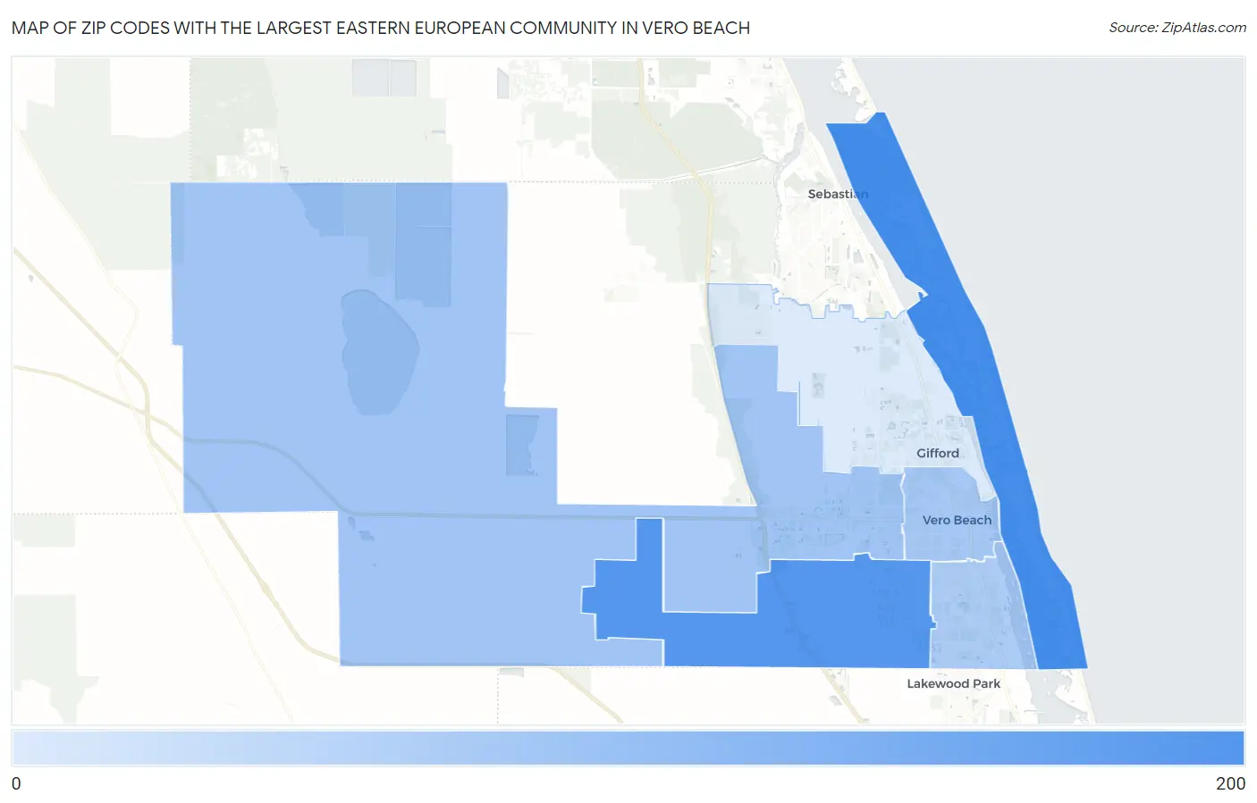 Zip Codes with the Largest Eastern European Community in Vero Beach Map