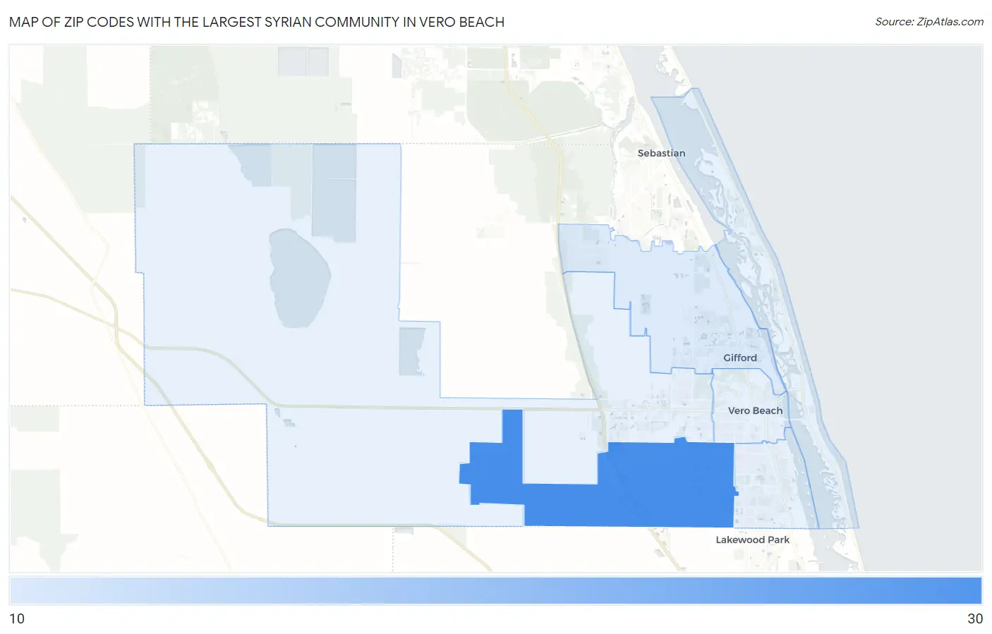 Zip Codes with the Largest Syrian Community in Vero Beach Map