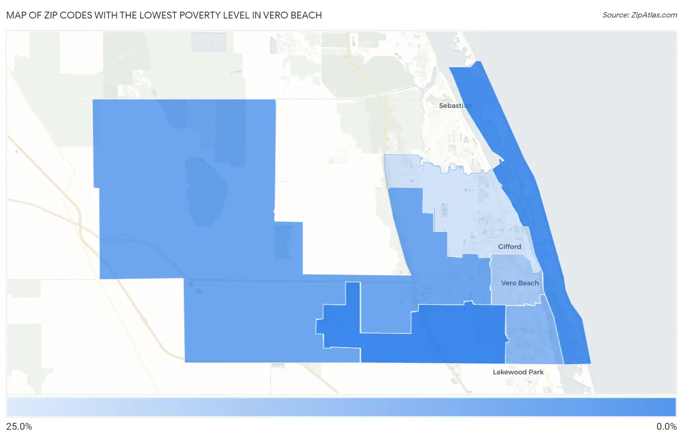 Zip Codes with the Lowest Poverty Level in Vero Beach Map