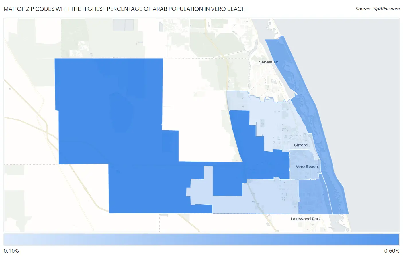 Zip Codes with the Highest Percentage of Arab Population in Vero Beach Map