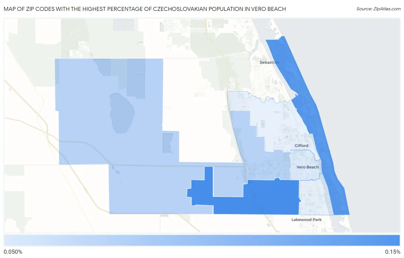 Zip Codes with the Highest Percentage of Czechoslovakian Population in Vero Beach Map