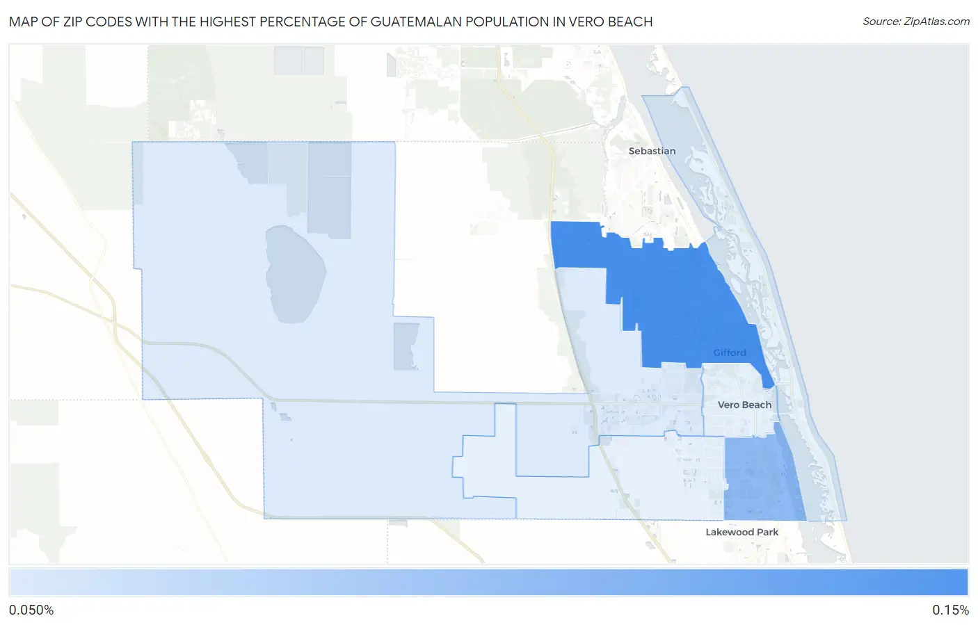 Zip Codes with the Highest Percentage of Guatemalan Population in Vero Beach Map