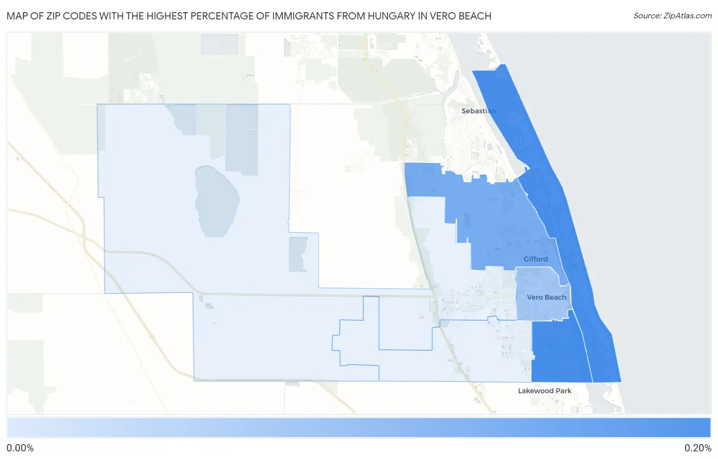 Zip Codes with the Highest Percentage of Immigrants from Hungary in Vero Beach Map