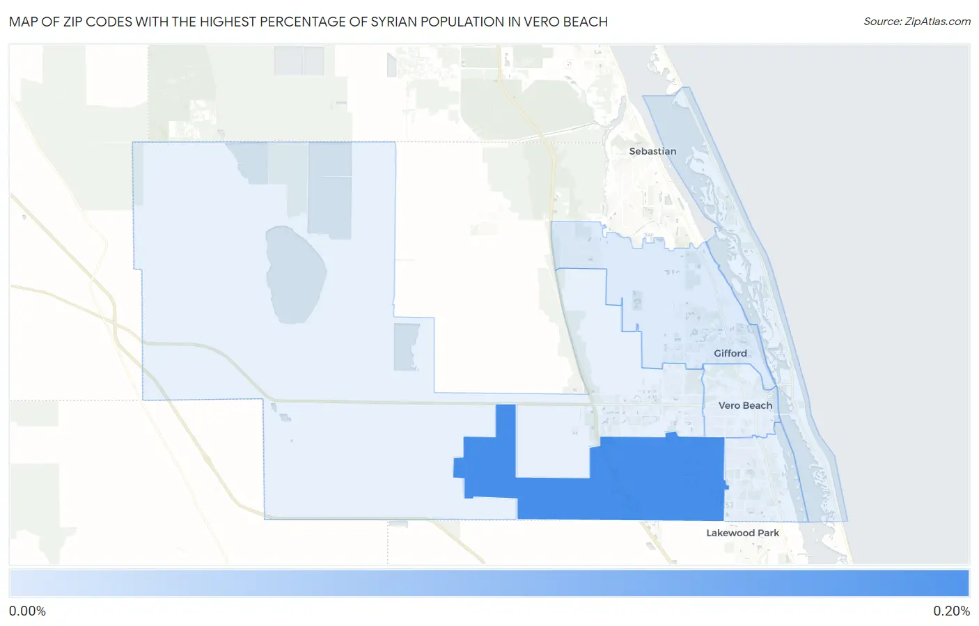 Zip Codes with the Highest Percentage of Syrian Population in Vero Beach Map