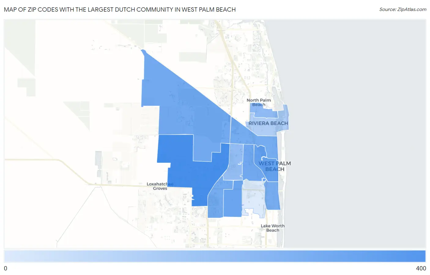 Zip Codes with the Largest Dutch Community in West Palm Beach Map