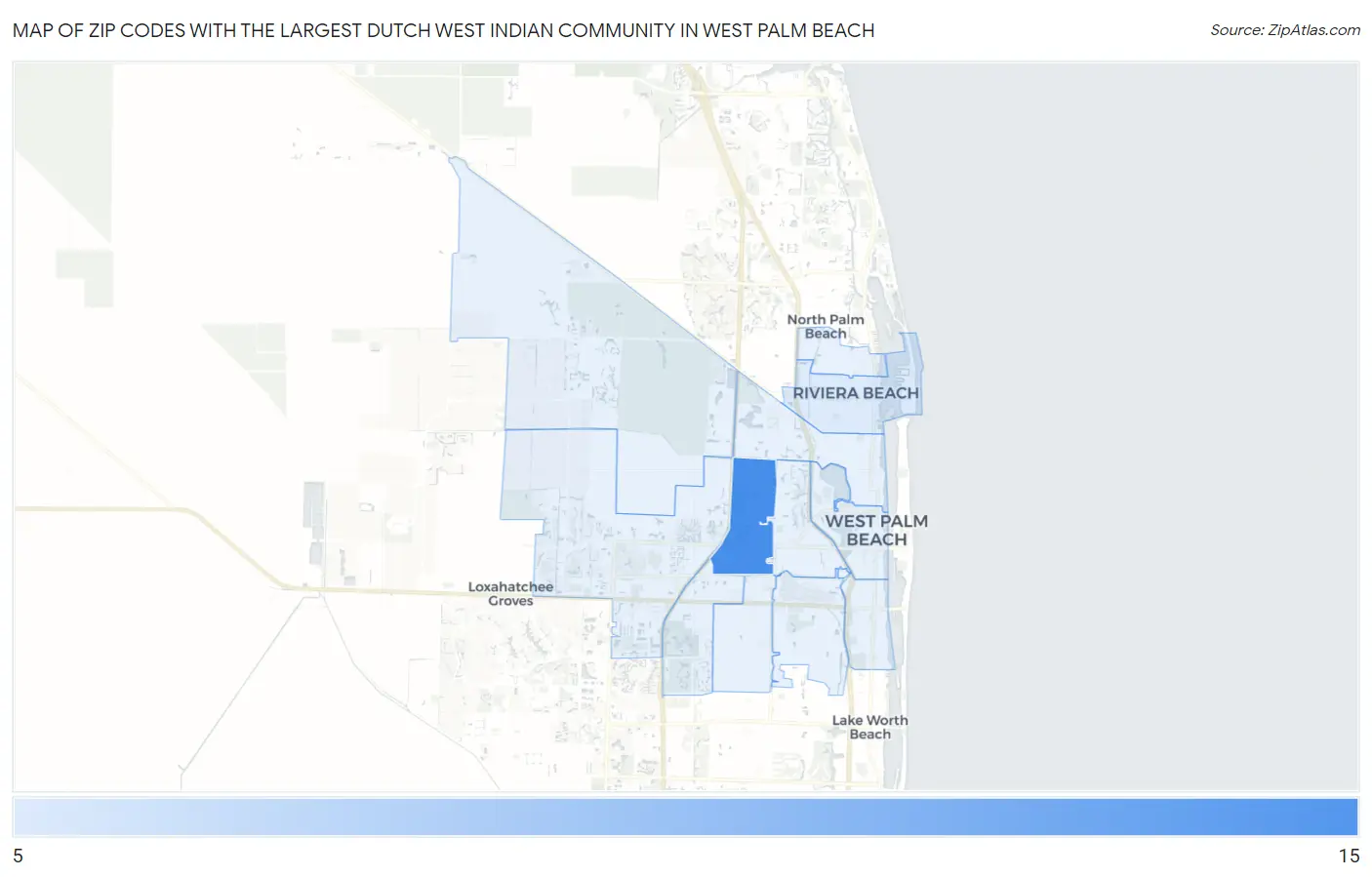 Zip Codes with the Largest Dutch West Indian Community in West Palm Beach Map