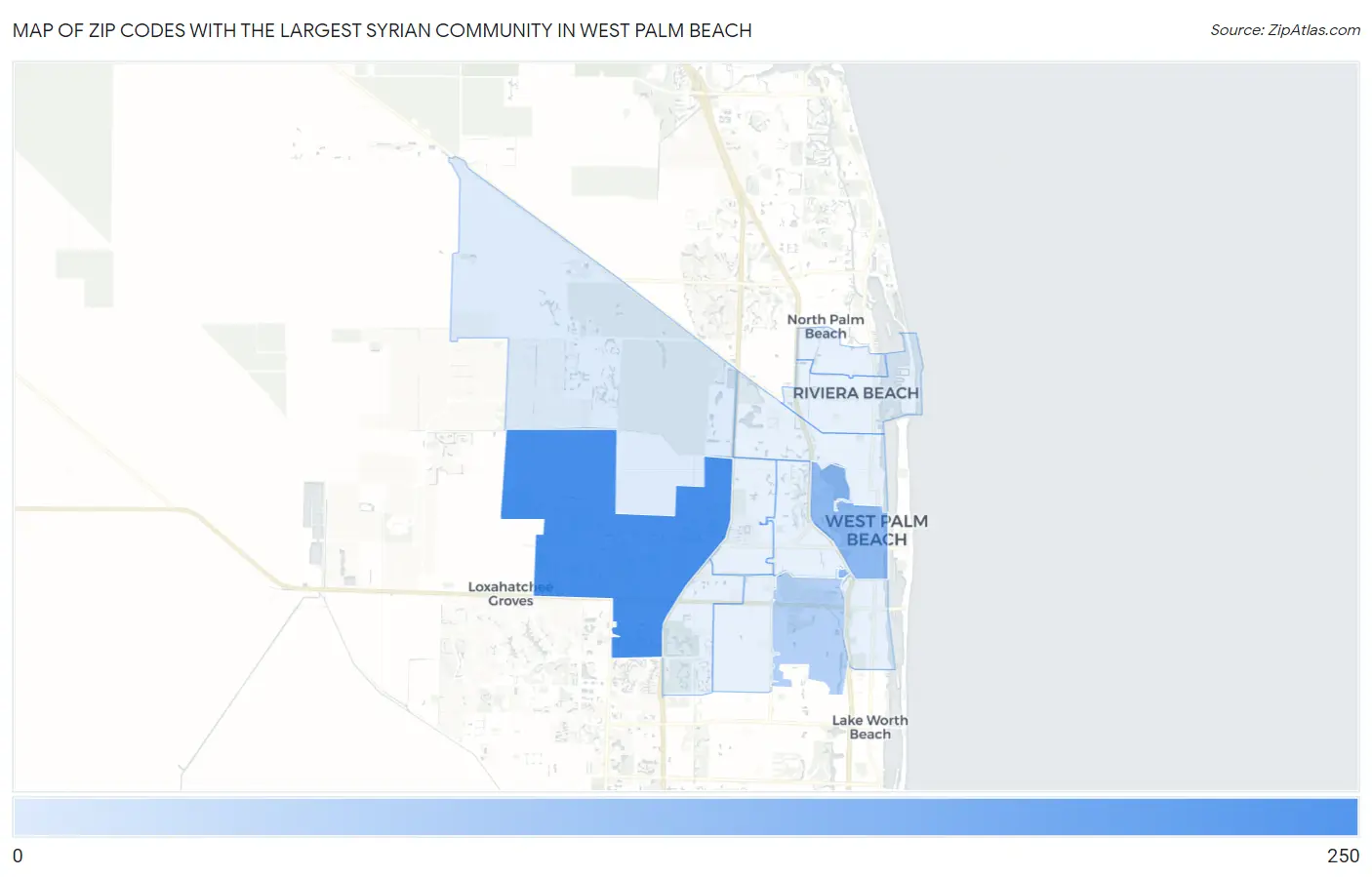 Zip Codes with the Largest Syrian Community in West Palm Beach Map