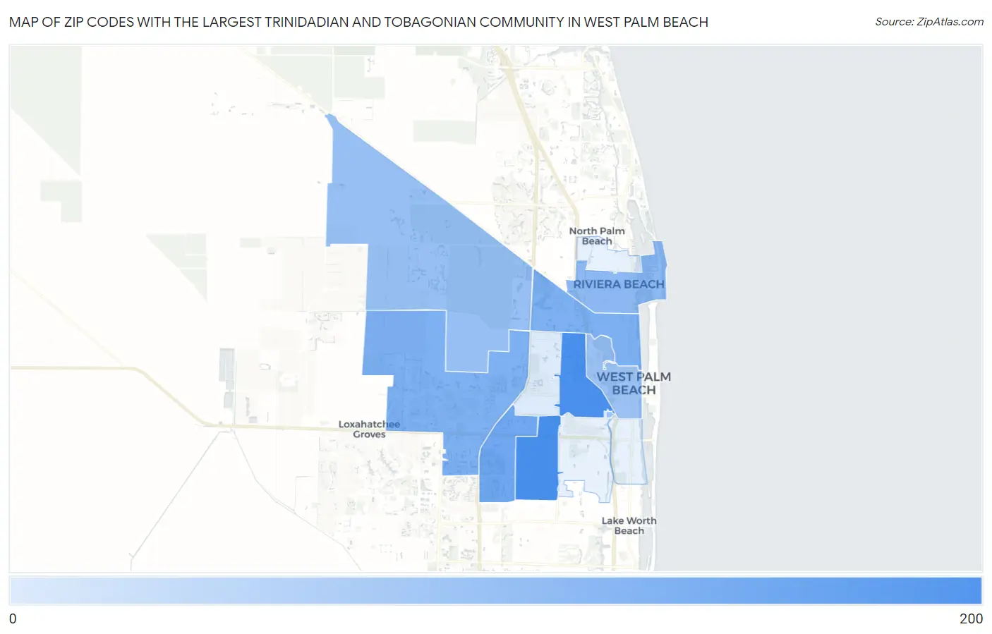 Zip Codes with the Largest Trinidadian and Tobagonian Community in West Palm Beach Map