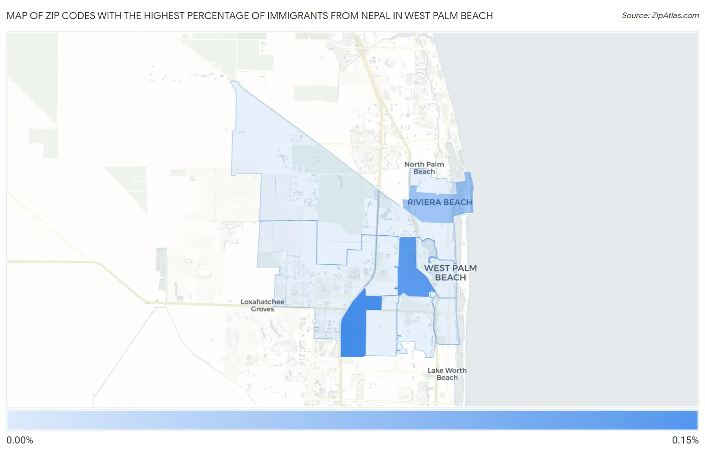 Zip Codes with the Highest Percentage of Immigrants from Nepal in West Palm Beach Map