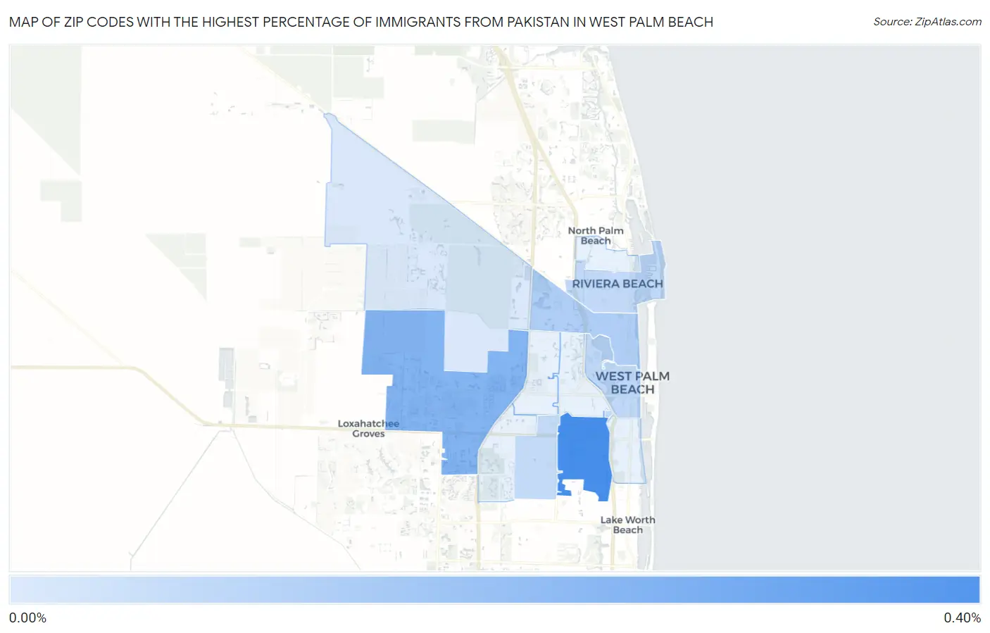 Zip Codes with the Highest Percentage of Immigrants from Pakistan in West Palm Beach Map