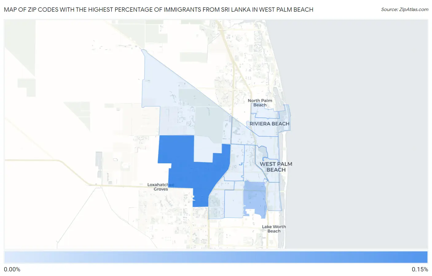 Zip Codes with the Highest Percentage of Immigrants from Sri Lanka in West Palm Beach Map