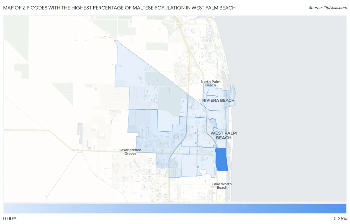 Zip Codes with the Highest Percentage of Maltese Population in West Palm Beach Map