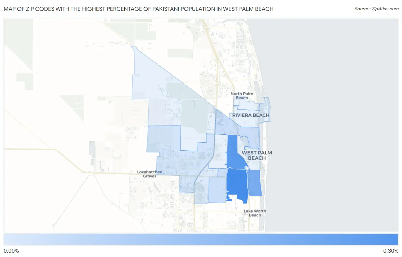 Zip Codes with the Highest Percentage of Pakistani Population in West Palm Beach Map