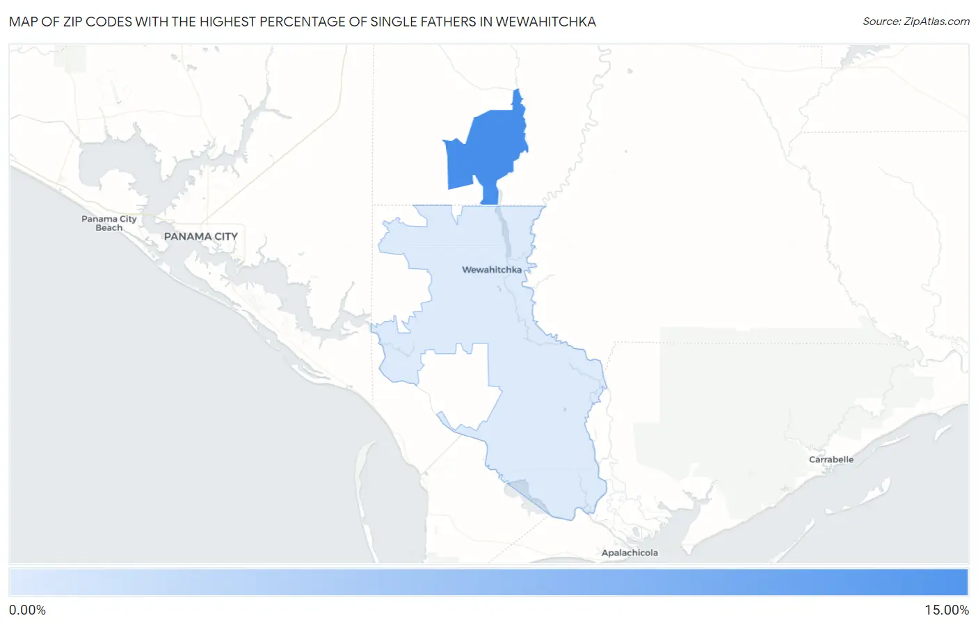 Zip Codes with the Highest Percentage of Single Fathers in Wewahitchka Map