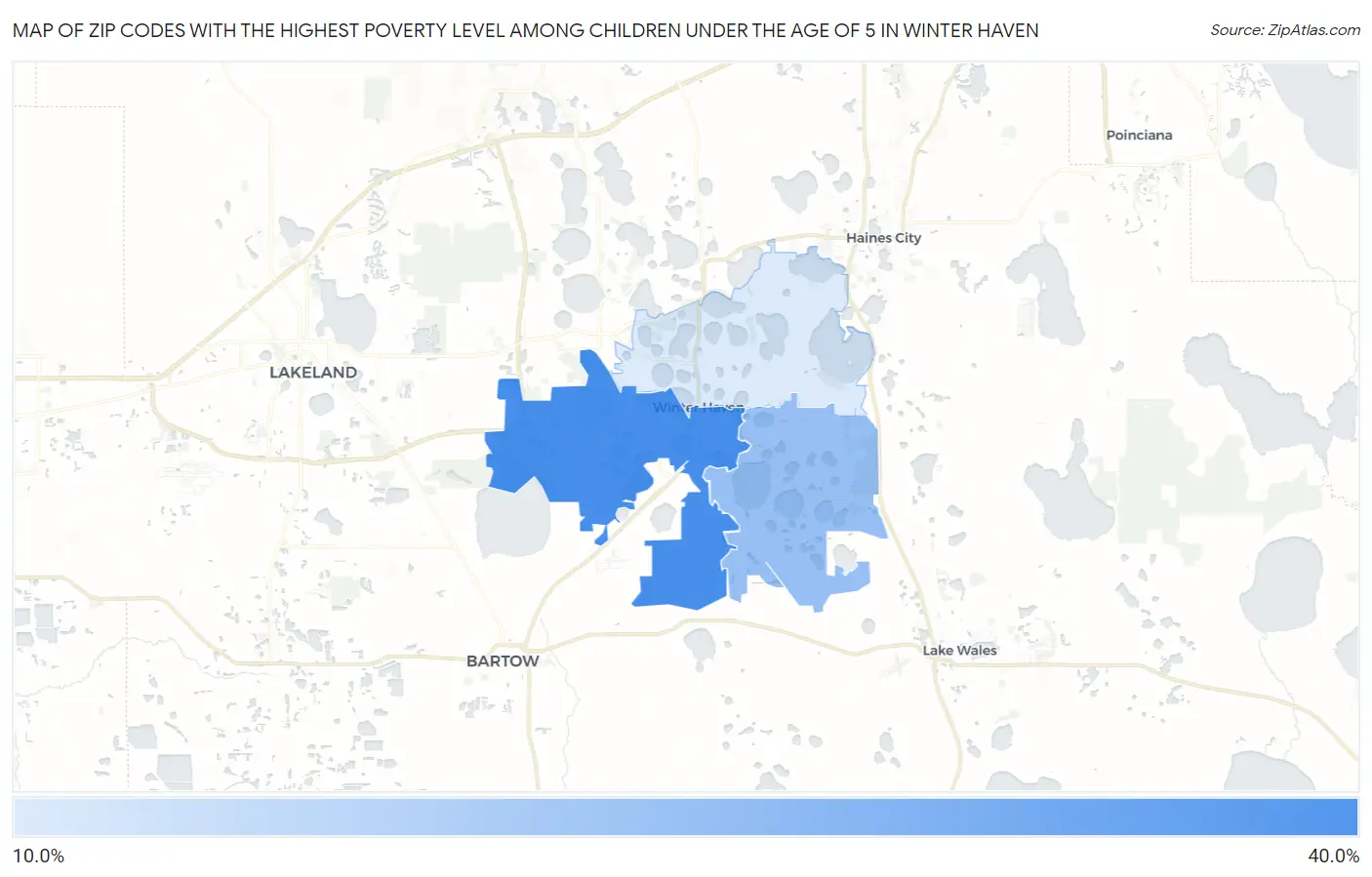 Zip Codes with the Highest Poverty Level Among Children Under the Age of 5 in Winter Haven Map